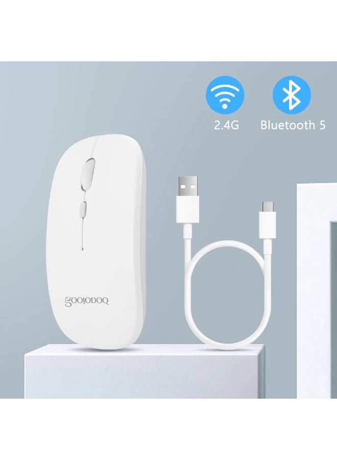 GOOJODOQ  2-in-1 Bluetooth Mouse, 2.4GHz, Dual Mode, Ultra Slim and Quiet ( White ) - Image 1